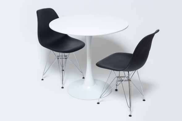 Стол Barneo T-3 Tulip style, MDF, H-75cm - круг диаметр 90см, RAL9003 белый, каркас RAL9003 белый