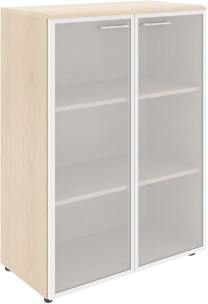 Шкаф со стеклянными дверьми в алюминевой рамке с топом WMC 85.7 Бук Тиара 856х432х1184 WAVE