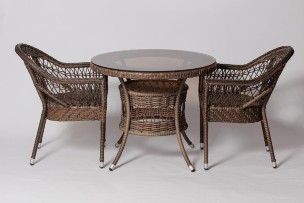 Стол для дачи  FM-2002 коричневый, диамерт 90 см