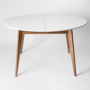 Стол раскладной Орион Plus 1000(+300), Дуб натуральный/Белая эмаль